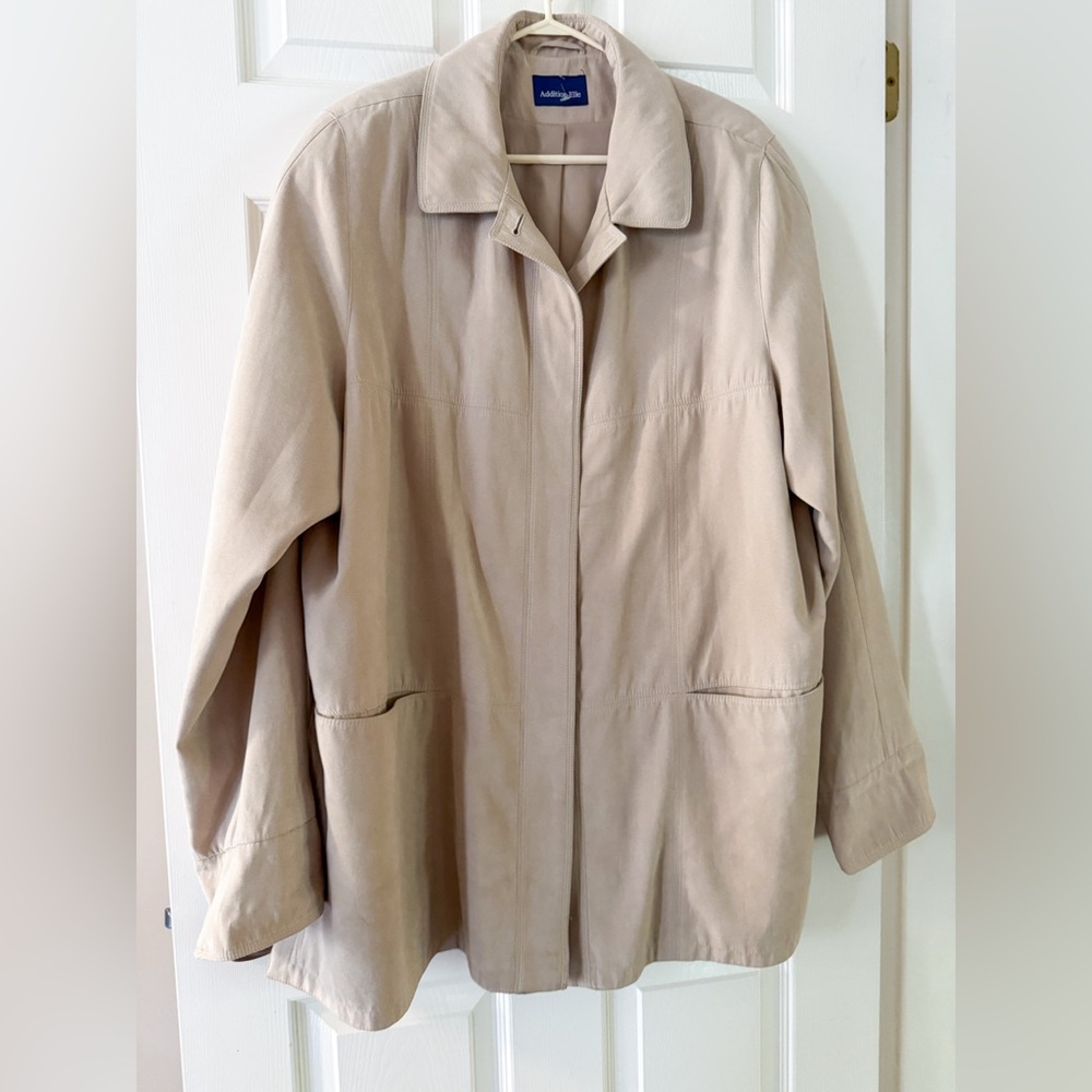 Addition Elle Beige Trench Coat Velvety Suede-Like Size 2X